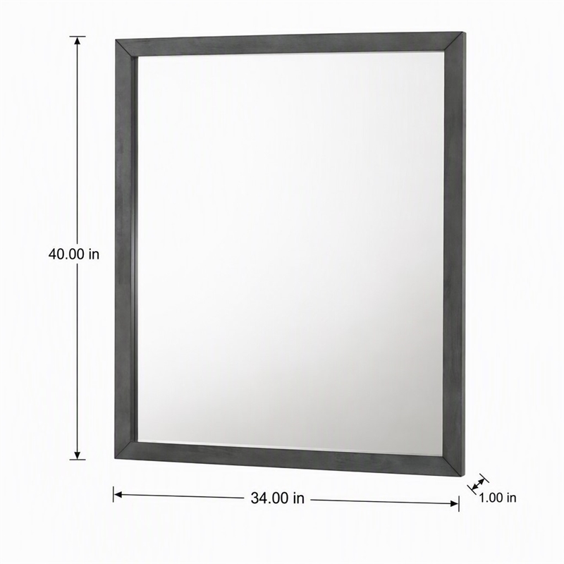 Pemberly Row Bryan Rectangular MDF and Glass Mirror in Wash Gray Clear