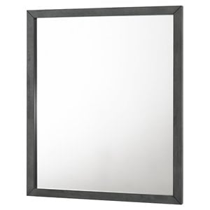 Pemberly Row Bryan Rectangular MDF and Glass Mirror in Wash Gray Clear