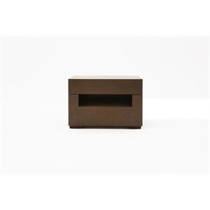 Pemberly Row Ceres 2-Drawer MDF Veneer Nightstand with LED Light in Oak Gray
