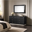 Pemberly Row 6-Drawer Modern Textured Dresser in Black Lacquer Finish