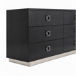 Pemberly Row 6-Drawer Modern Textured Dresser in Black Lacquer Finish