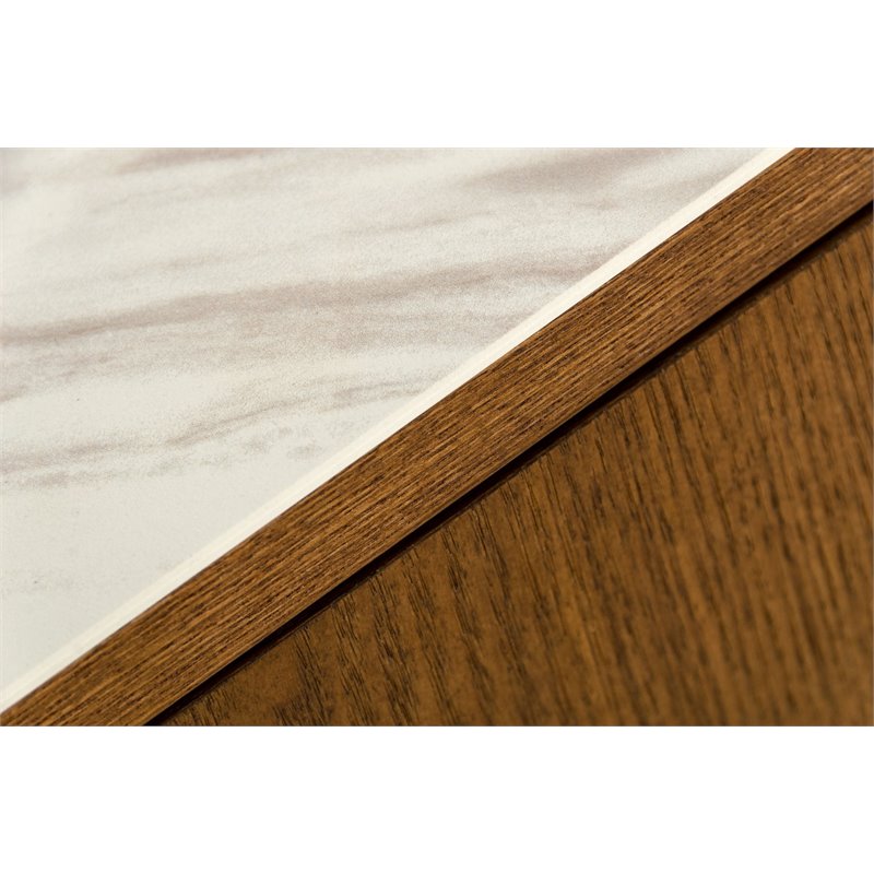 Pemberly Row Wood Veneer & Marble Buffet in Walnut and White