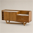 Pemberly Row Wood Veneer & Marble Buffet in Walnut and White