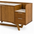 Pemberly Row Wood Veneer & Marble Buffet in Walnut and White