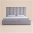 Pemberly Row Grey Linen Upholstered King Platform Bed with Square Legs