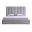 Pemberly Row Grey Linen Upholstered King Platform Bed with Square Legs