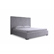 Pemberly Row Grey Linen Upholstered King Platform Bed with Square Legs