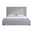 Pemberly Row Grey Linen Upholstered King Platform Bed with Square Legs