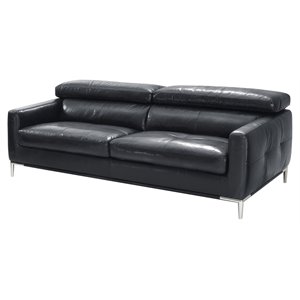 Pemberly Row Natalia Modern Leather Upholstered Sofa in Black