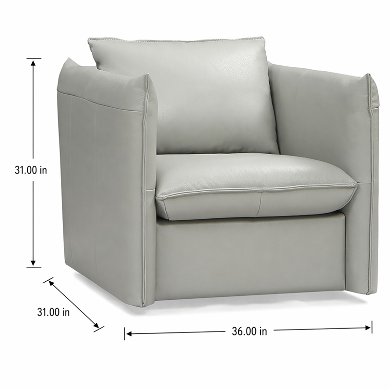 Pemberly Row Modern Leather Swivel Accent Chair with Metal Base in Gray