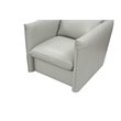 Pemberly Row Modern Leather Swivel Accent Chair with Metal Base in Gray