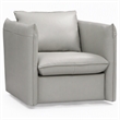 Pemberly Row Modern Leather Swivel Accent Chair with Metal Base in Gray