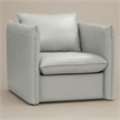 Pemberly Row Modern Leather Swivel Accent Chair with Metal Base in Gray