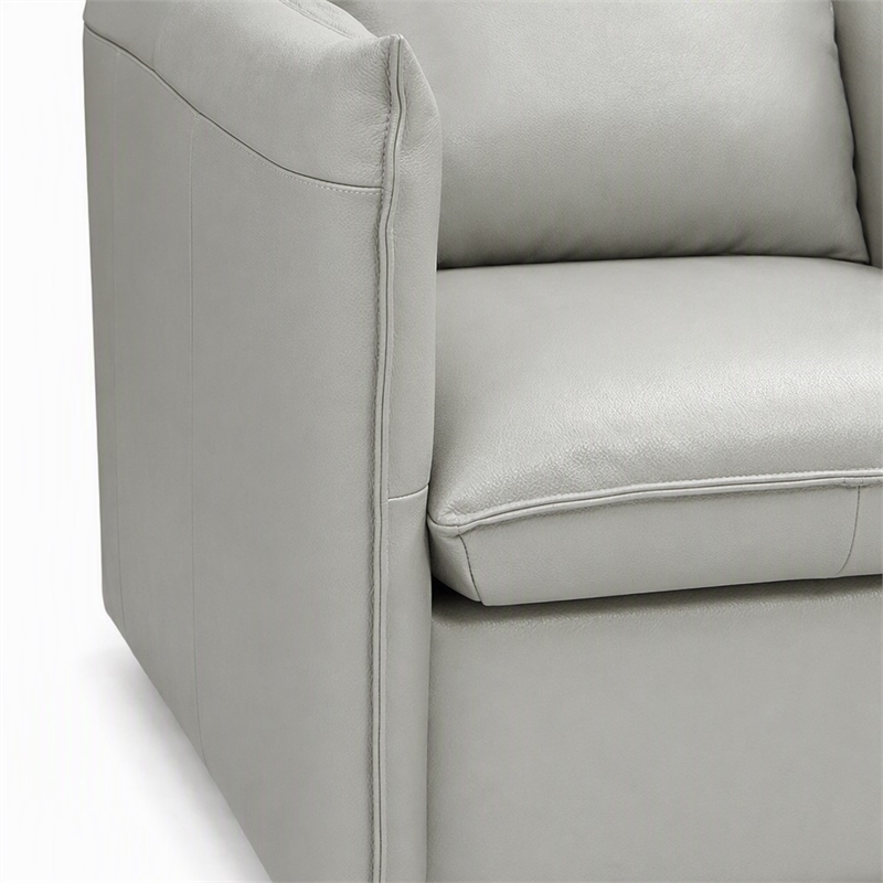 Pemberly Row Modern Leather Swivel Accent Chair with Metal Base in Gray