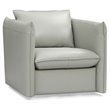 Pemberly Row Modern Leather Swivel Accent Chair with Metal Base in Gray