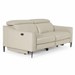 Pemberly Row Modern Leather Sofa with Recliners & Metal Legs in Grey