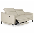 Pemberly Row Modern Leather Sofa with Recliners & Metal Legs in Grey