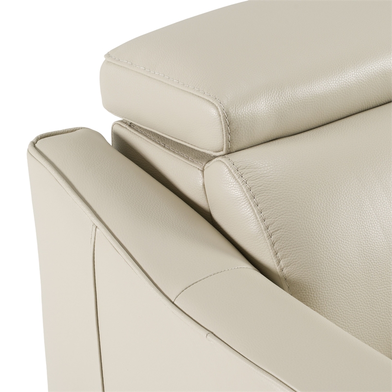 Pemberly Row Modern Leather Sofa with Recliners & Metal Legs in Grey