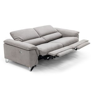 Pemberly Row Modern Fabric Loveseat with Electric Recliners in Light Gray
