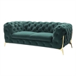 Pemberly Row Transitional Velour Loveseat with Tufting in Emerald Green