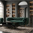 Pemberly Row Transitional Velour Loveseat with Tufting in Emerald Green