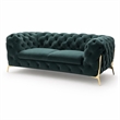 Pemberly Row Transitional Velour Loveseat with Tufting in Emerald Green