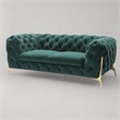 Pemberly Row Transitional Velour Loveseat with Tufting in Emerald Green