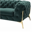 Pemberly Row Transitional Velour Loveseat with Tufting in Emerald Green