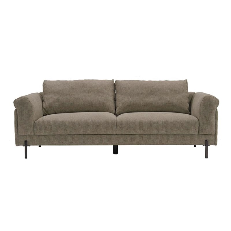 Pemberly Row Beige Polyester & Solid Wood Sofa with Titanium Legs