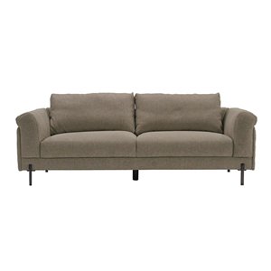 Pemberly Row Beige Polyester & Solid Wood Sofa with Titanium Legs
