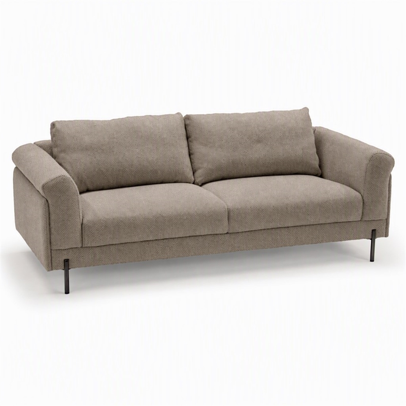 Pemberly Row Beige Polyester & Solid Wood Sofa with Titanium Legs