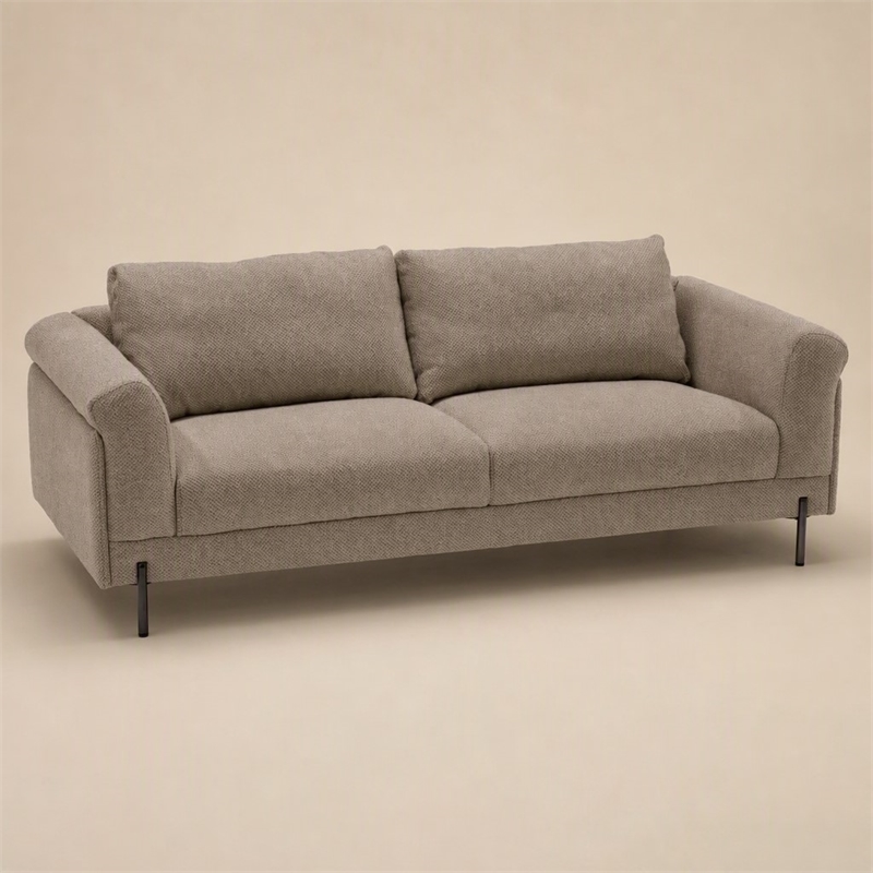 Pemberly Row Beige Polyester & Solid Wood Sofa with Titanium Legs