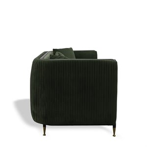 Pemberly Row Modern Velvet Sofa in Dark Green with Gold Accent Legs