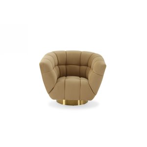 Pemberly Row Polyester Fabric Accent Chair in Mustard Yellow with Gold Base