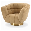 Pemberly Row Polyester Fabric Accent Chair in Mustard Yellow with Gold Base