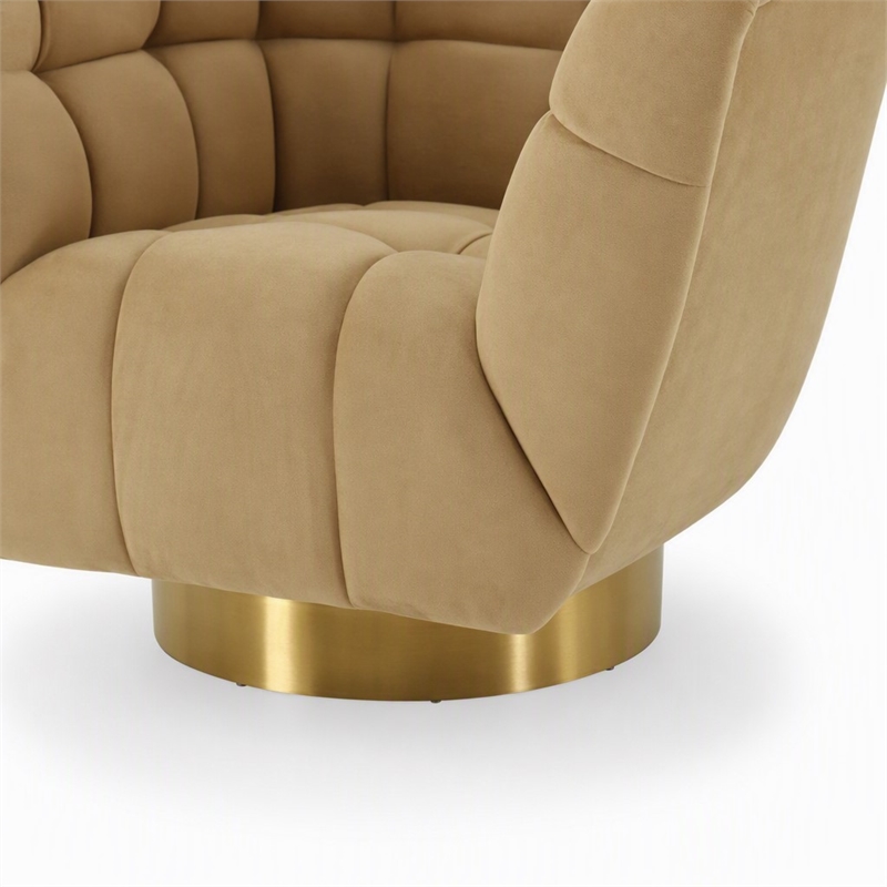 Pemberly Row Polyester Fabric Accent Chair in Mustard Yellow with Gold Base