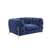 Pemberly Row Transitional Velvet Accent Chair in Blue with Gold Legs