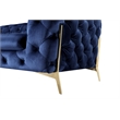 Pemberly Row Transitional Velvet Accent Chair in Blue with Gold Legs