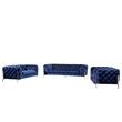 Pemberly Row Transitional Velvet Accent Chair in Blue with Gold Legs