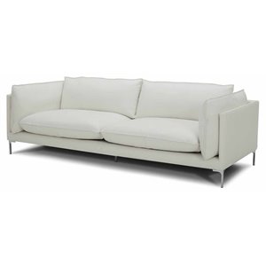 Pemberly Row L-Grade Leather Upholstered Sofa in White