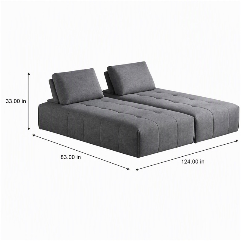 Pemberly Row Modular Gray Fabric Upholstered Sectional Sofa Set