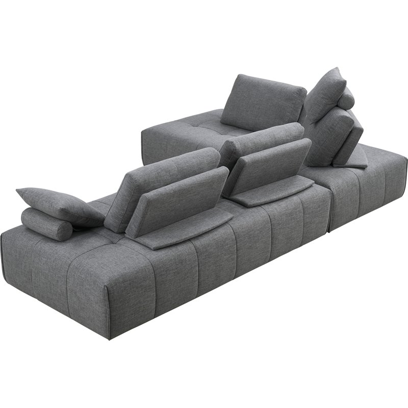 Pemberly Row Modular Gray Fabric Upholstered Sectional Sofa Set