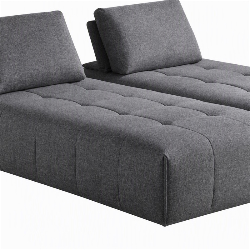 Pemberly Row Modular Gray Fabric Upholstered Sectional Sofa Set