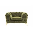Pemberly Row Transitional Velvet Accent Chair in Green with Gold Legs