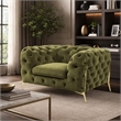 Pemberly Row Transitional Velvet Accent Chair in Green with Gold Legs