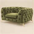 Pemberly Row Transitional Velvet Accent Chair in Green with Gold Legs