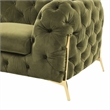 Pemberly Row Transitional Velvet Accent Chair in Green with Gold Legs