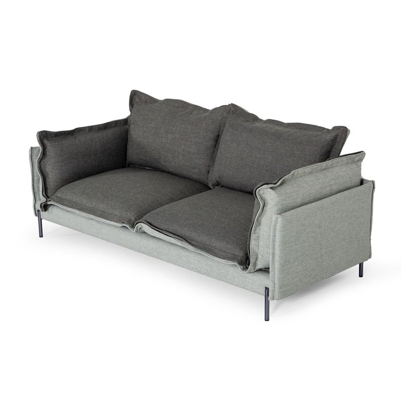 Pemberly Row Two-Tone Polyester Blend Sofa With Metal Accents in Gray