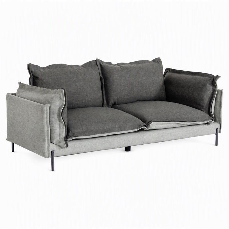 Pemberly Row Two-Tone Polyester Blend Sofa With Metal Accents in Gray