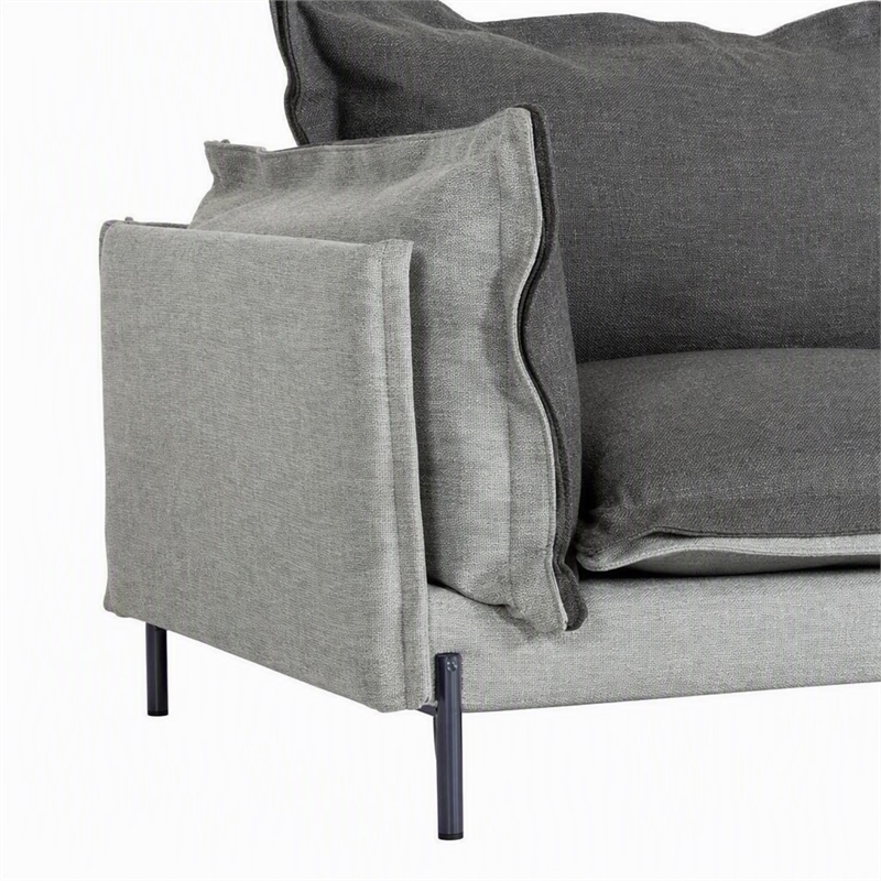 Pemberly Row Two-Tone Polyester Blend Sofa With Metal Accents in Gray
